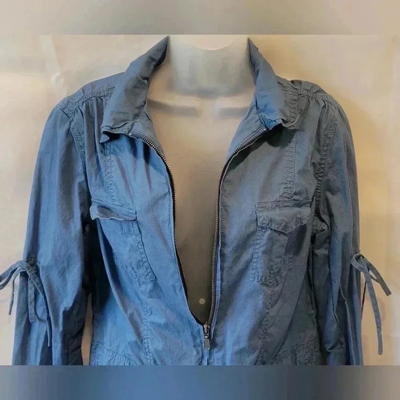 CAbi Blue Utility Cargo Zip Closure Jacket Waist & Sleeve Drawstring, size Med. - Picture 4 of 13